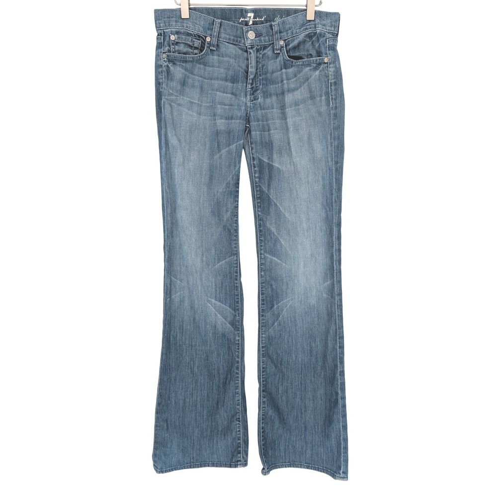 7 For All Mankind‎ Dojo Jeans 29 Blue Low Rise Flare Wide Leg Med Wash Y2K Indie